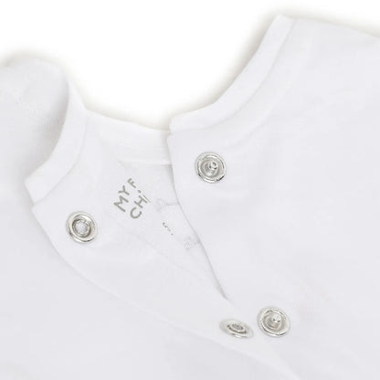 Girls White Printed Rompers