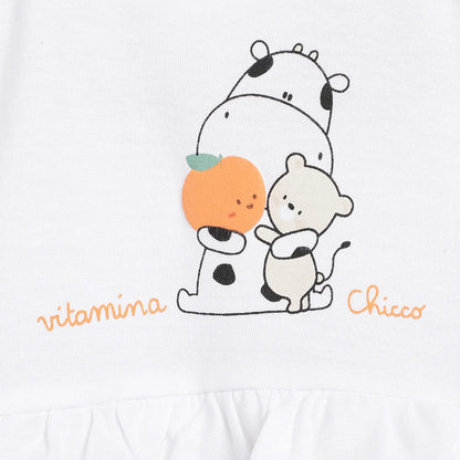 Girls White Printed Rompers