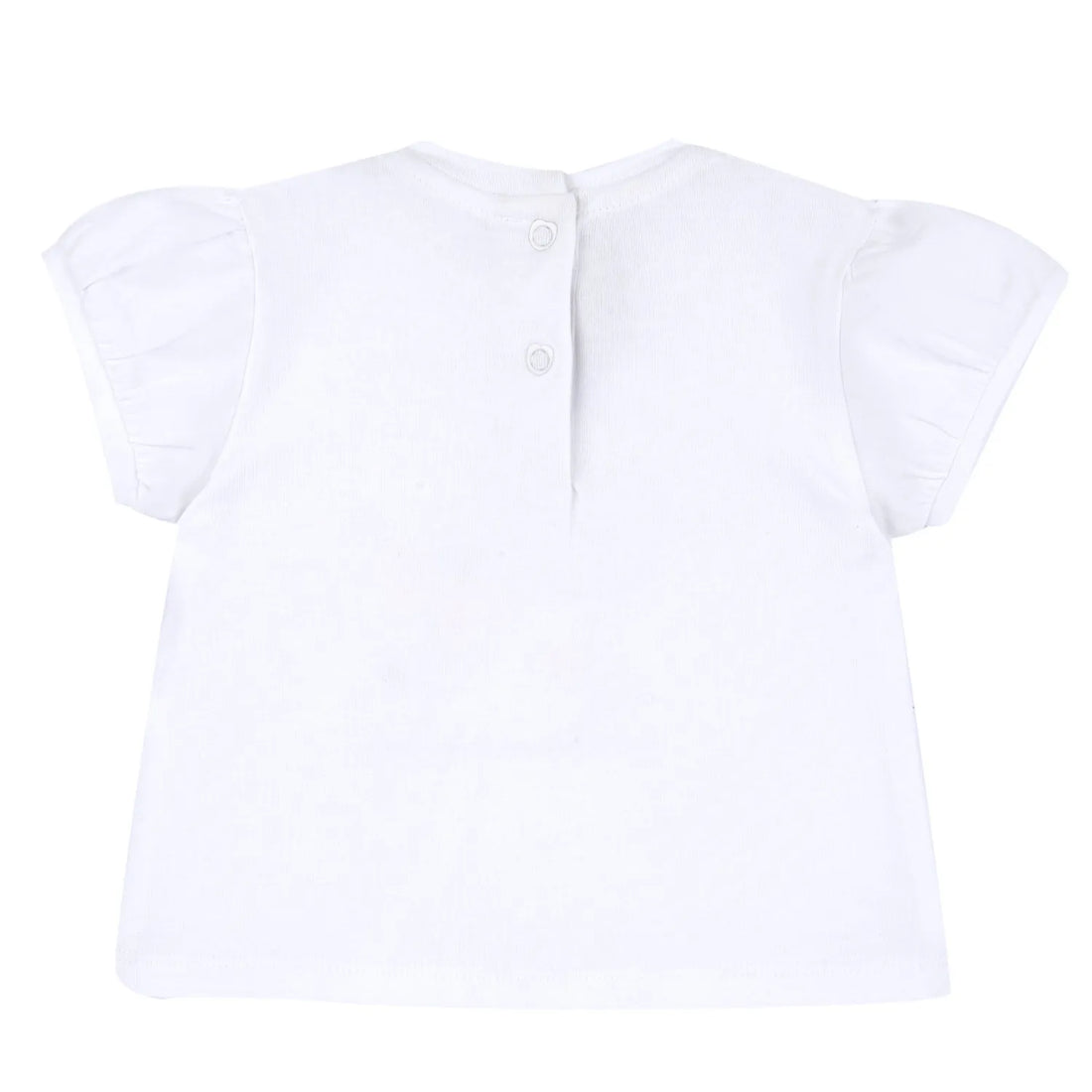 Girls White Printed Round Neck T-shirt