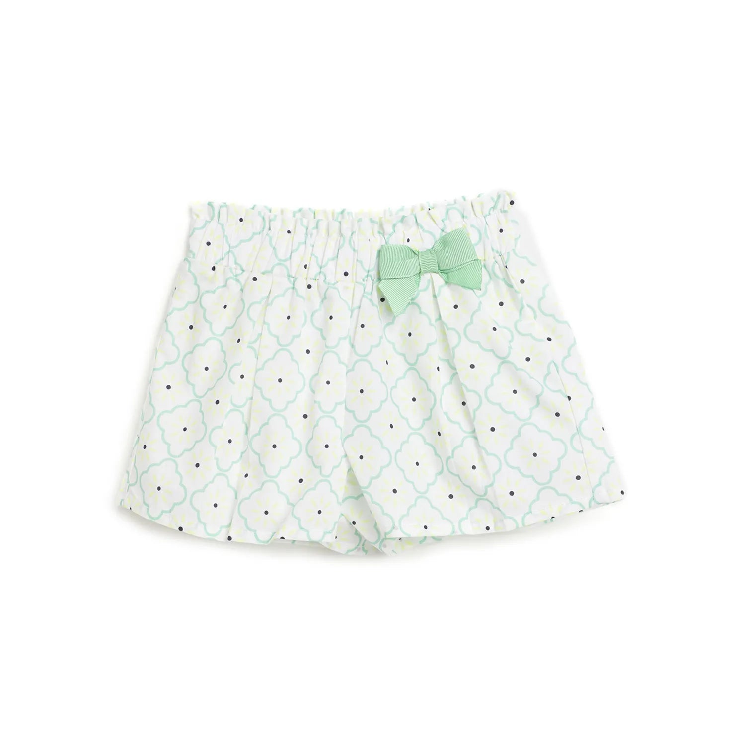 Girls White Printed Shorts