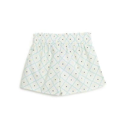 Girls White Printed Shorts