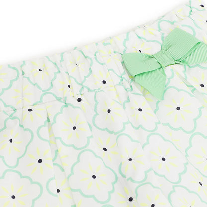 Girls White Printed Shorts