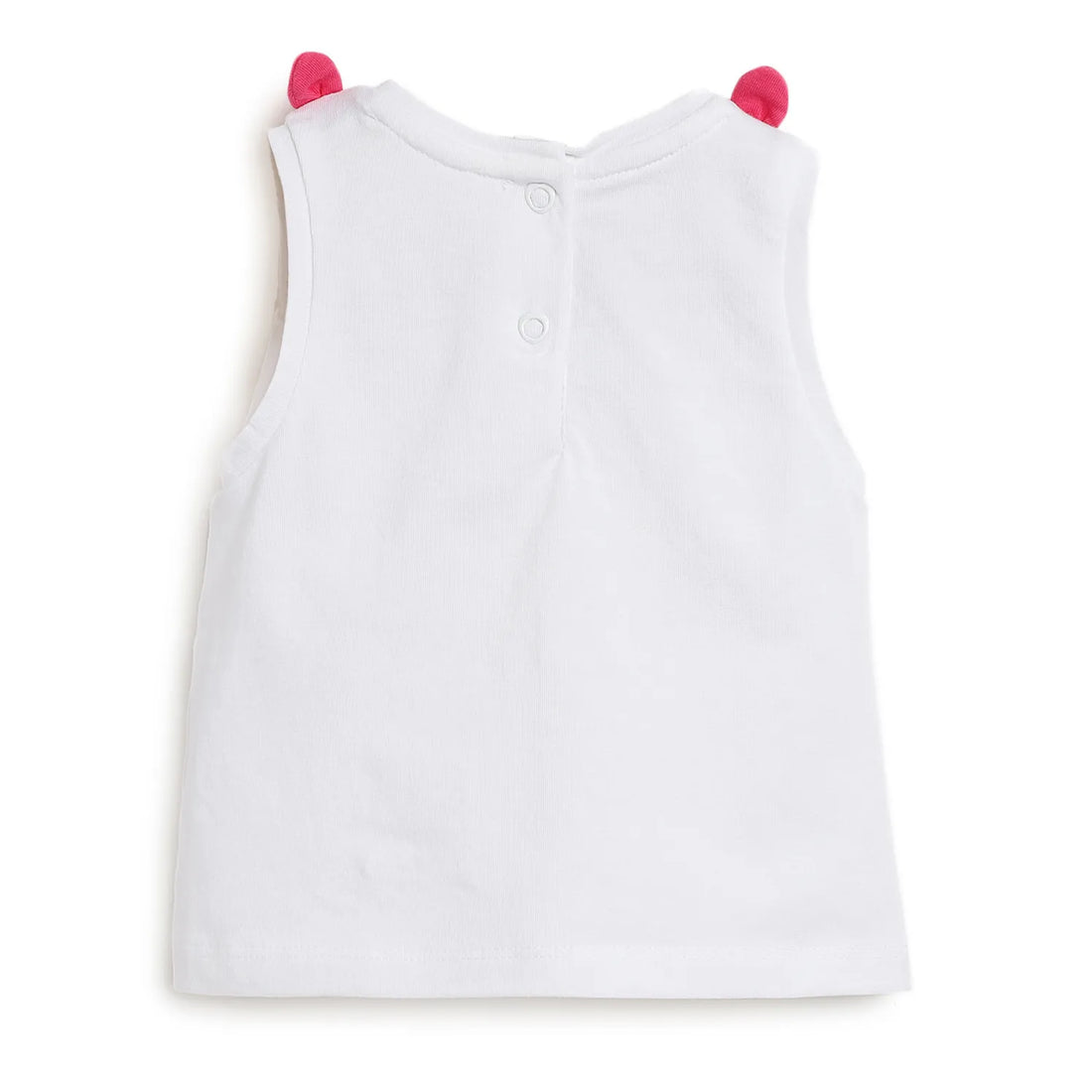 Girls White Printed Sleeveless Top