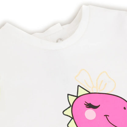 Girls White Printed T-shirt