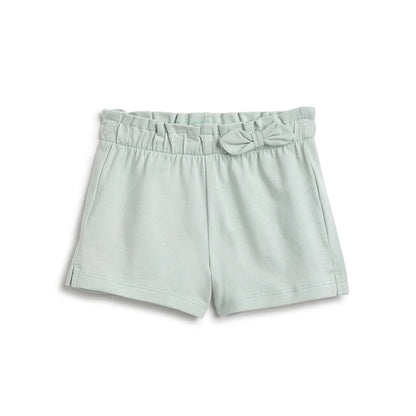 Girls White Printed T-Shirt With Shorts