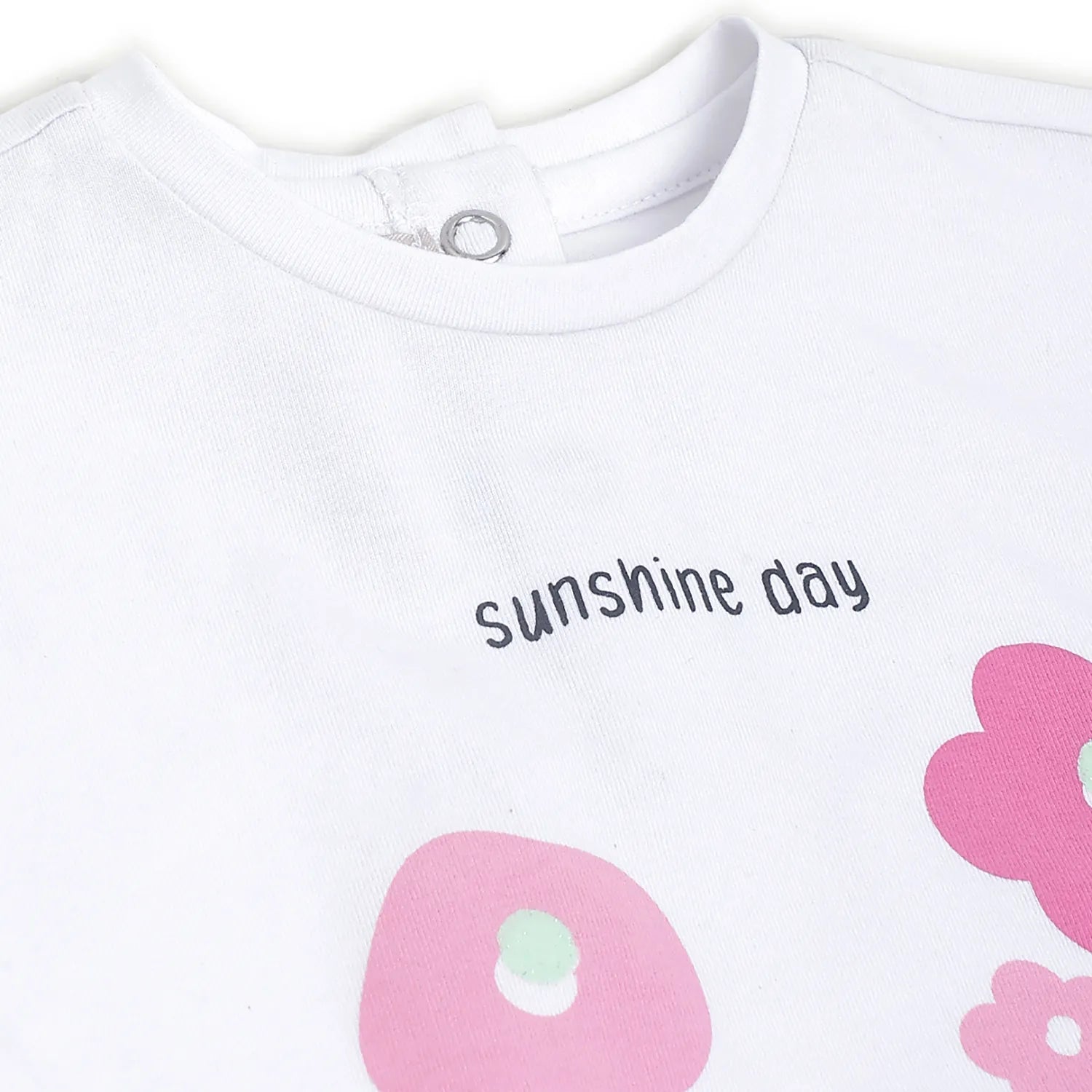 Girls White Printed T-Shirt With Shorts