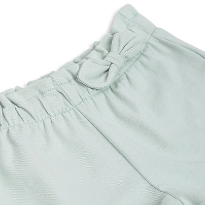 Girls White Printed T-Shirt With Shorts