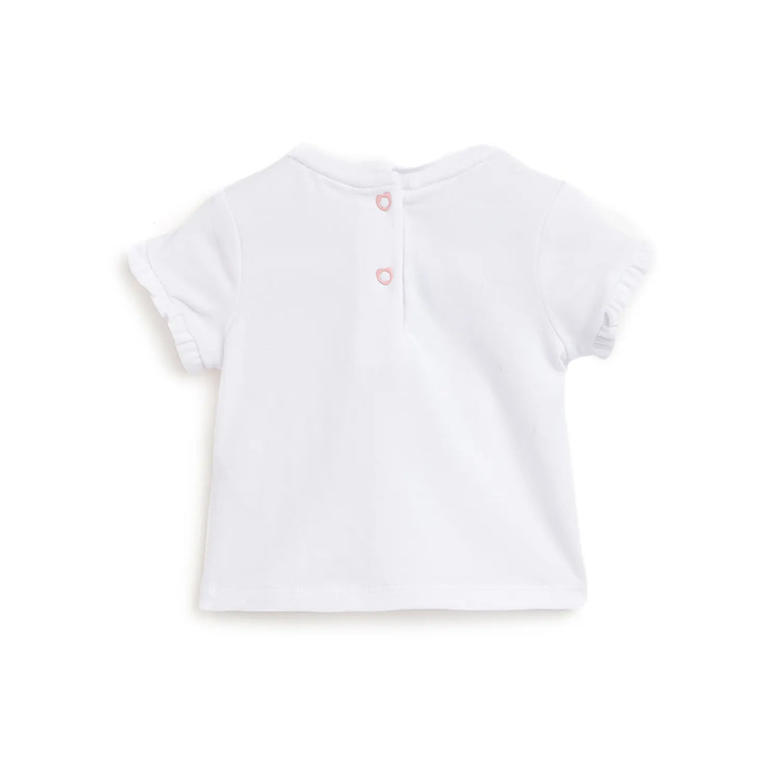 Girls White Printed T-shirt with Shorts