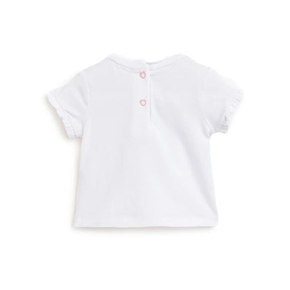 Girls White Printed T-shirt with Shorts