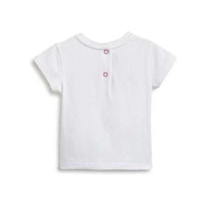 Girls White Printed T-Shirt With Shorts