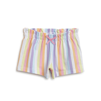 Girls White Printed T-Shirt With Shorts