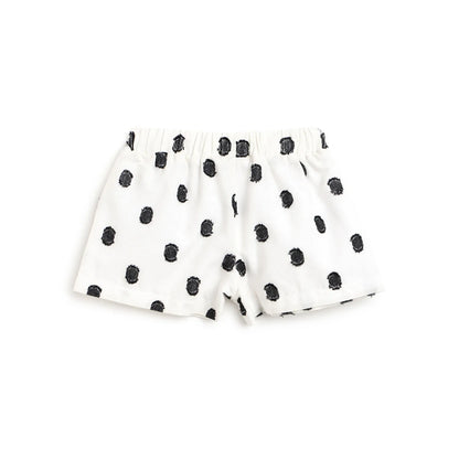 Girls White Printed T-shirt with Shorts