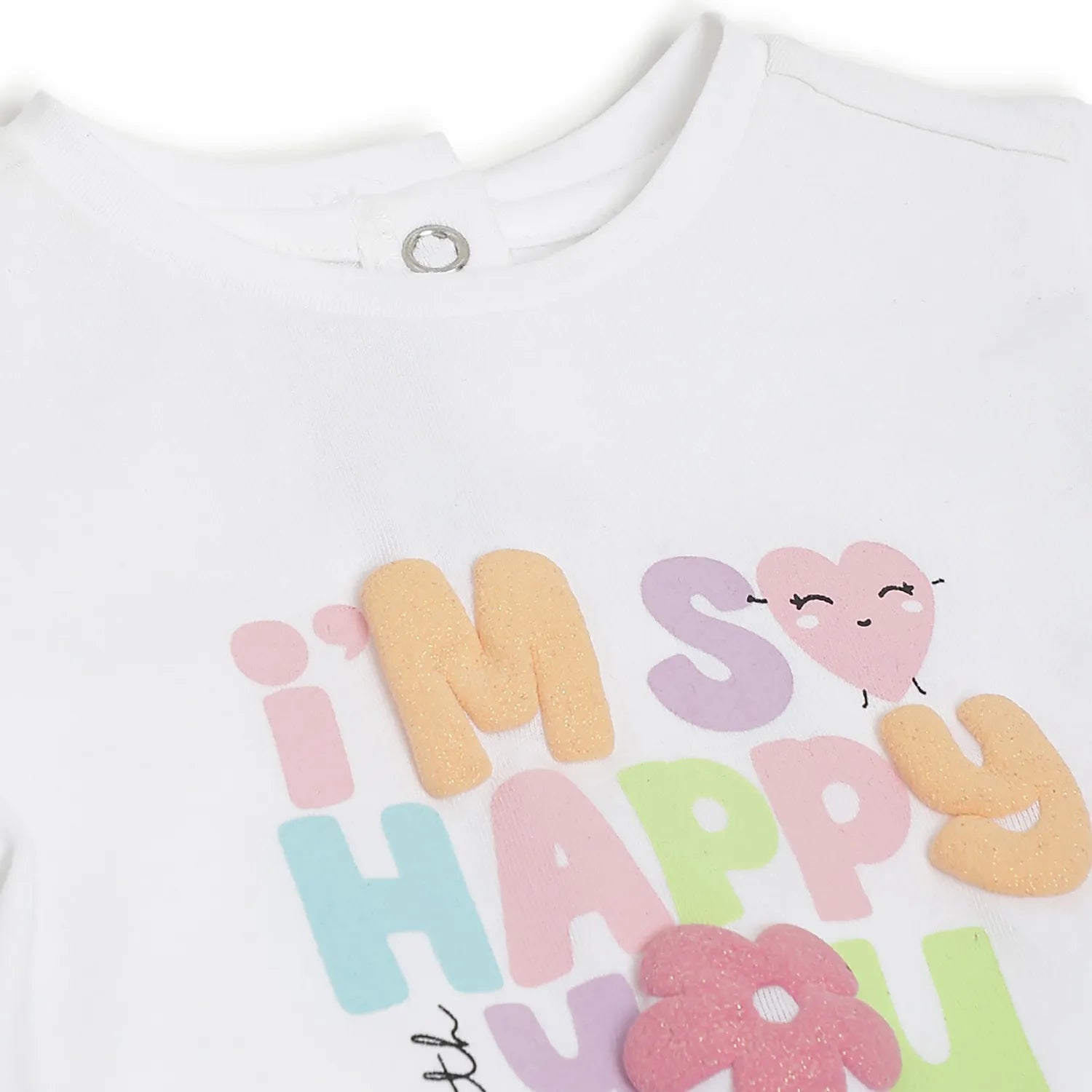 Girls White Printed T-Shirt With Shorts