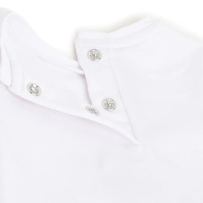 Girls White Printed T-shirt with Shorts