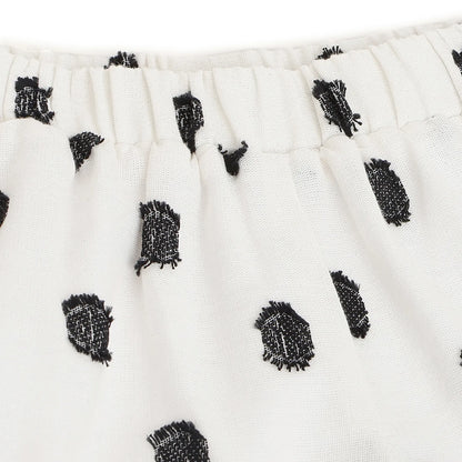 Girls White Printed T-shirt with Shorts