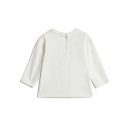 Girls White Printed T-shirt with Skirt Dungaree