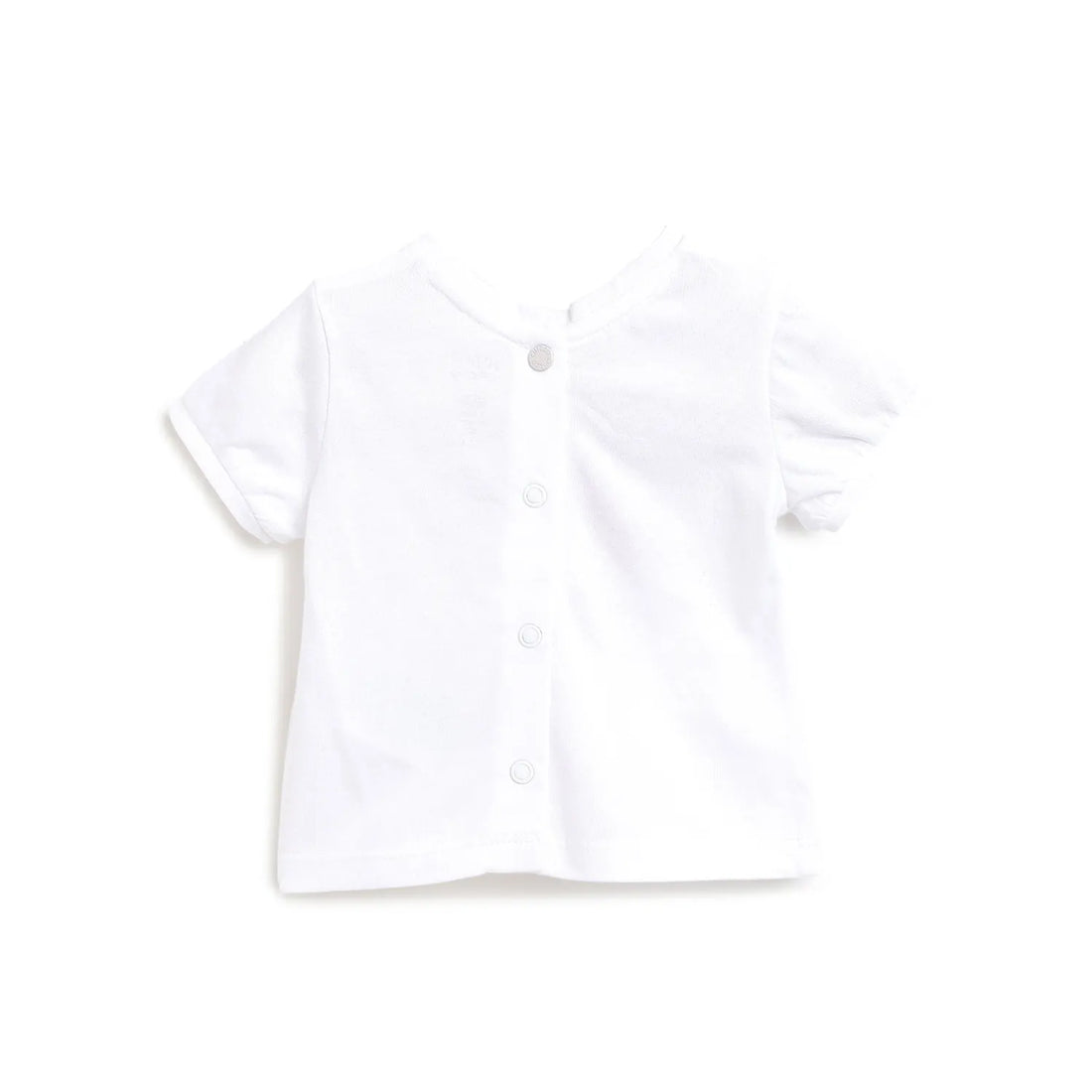 Girls White Printed Top with Shorts