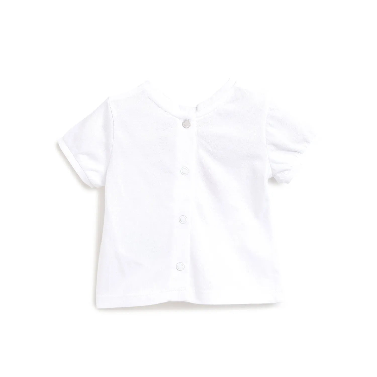 Girls White Printed Top with Shorts