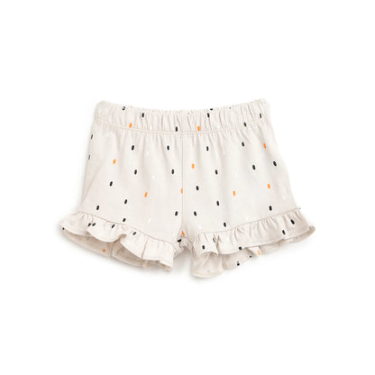 Girls White Printed Top with Shorts