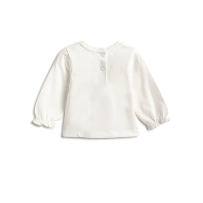 Girls White Printed Top with Trouser