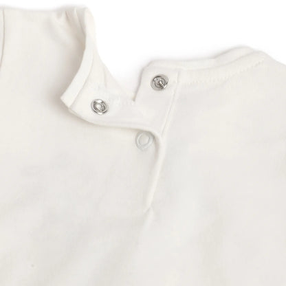 Girls White Printed Top with Trouser