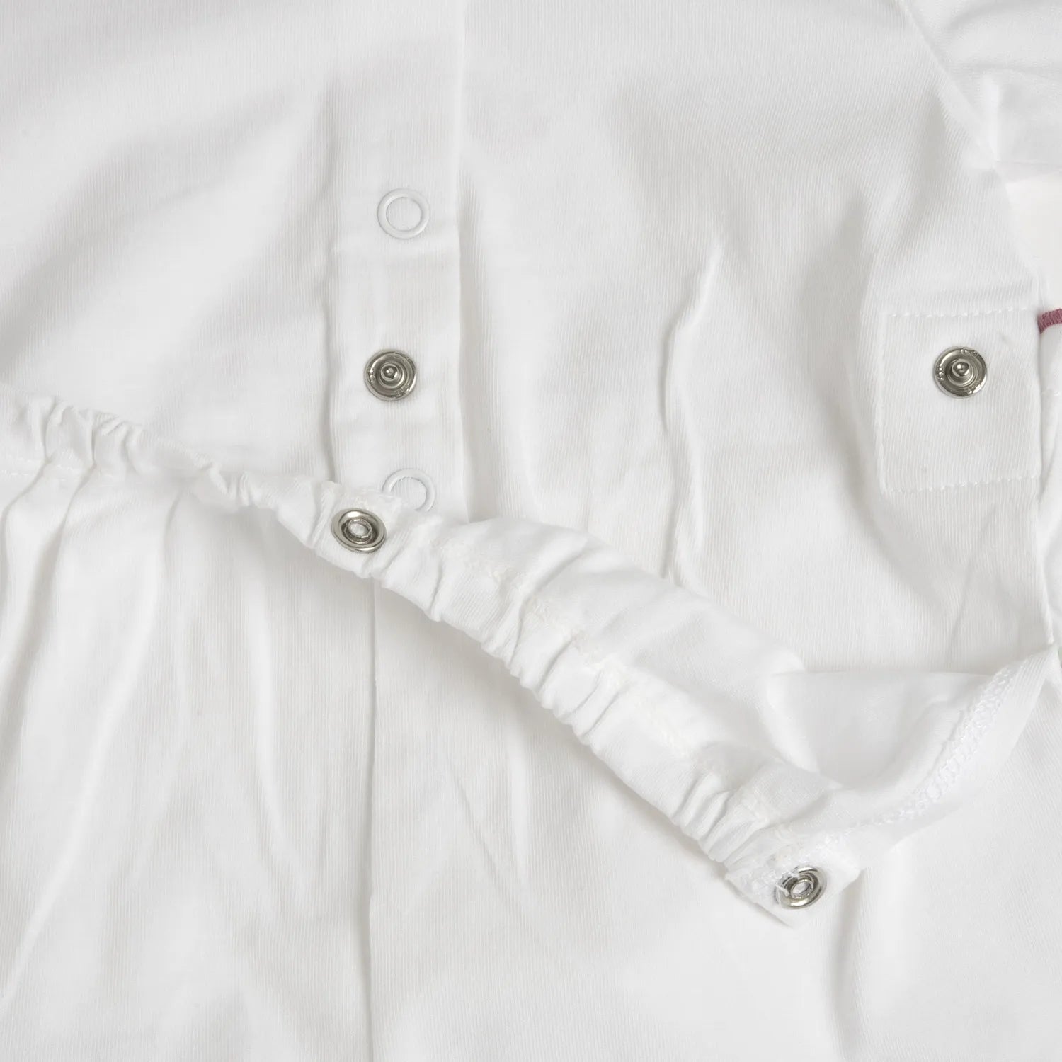 Girls White Self Design Back Opening Babysuit