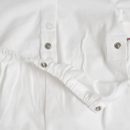 Girls White Self Design Back Opening Babysuit