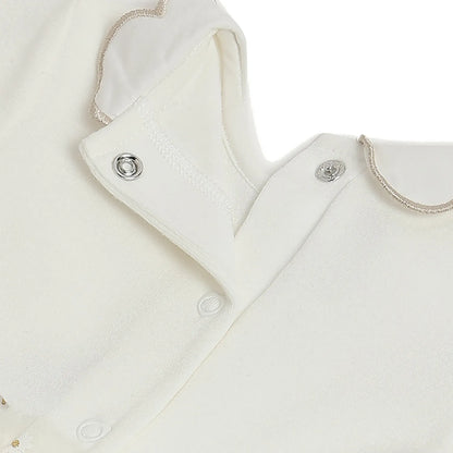 Girls White Self Design Dress