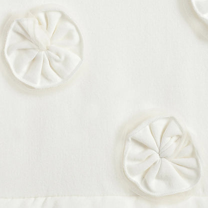 Girls White Self Design Dress