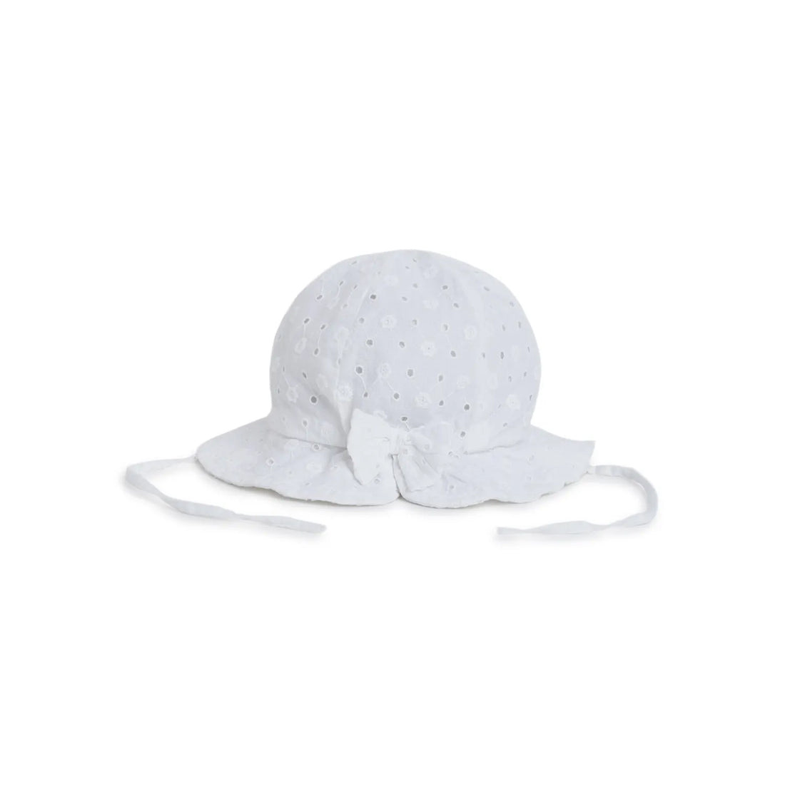 Girls White Self Design Sun Hat