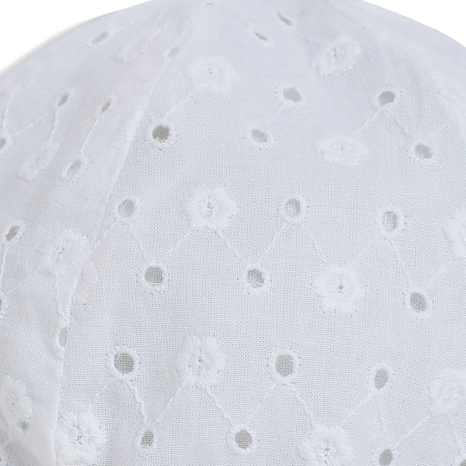 Girls White Self Design Sun Hat