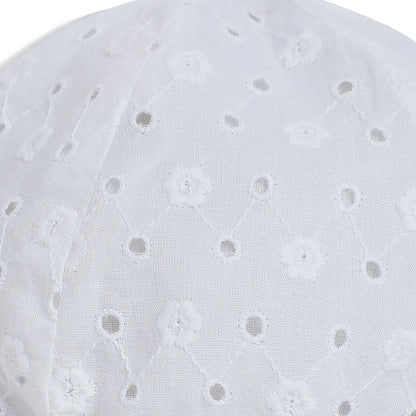 Girls White Self Design Sun Hat