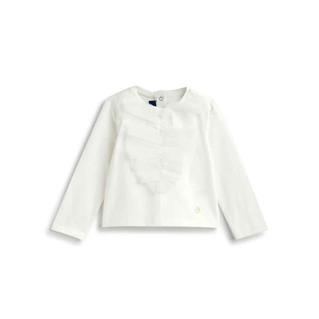 Girls White Self Design T-shirt