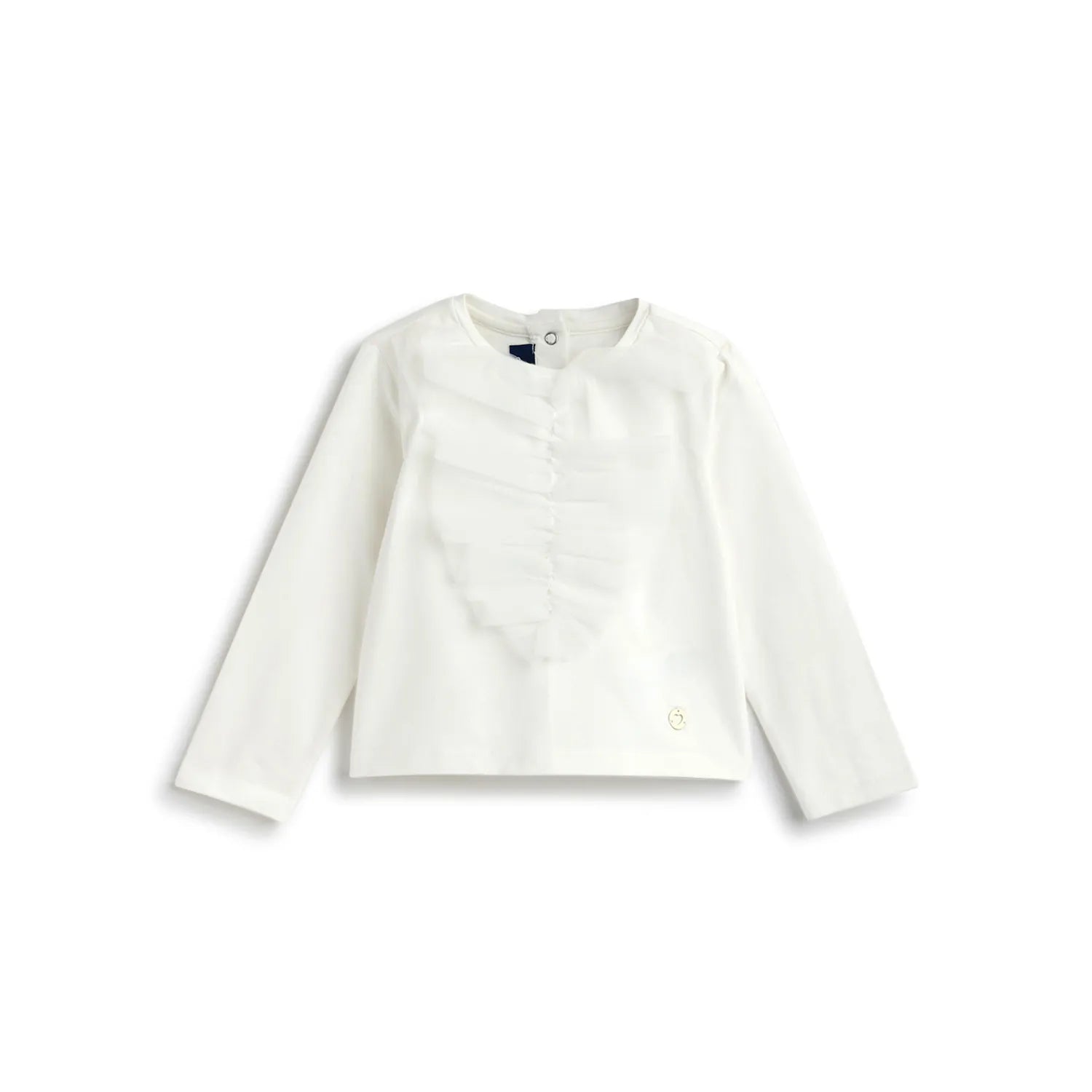 Girls White Self Design T-shirt