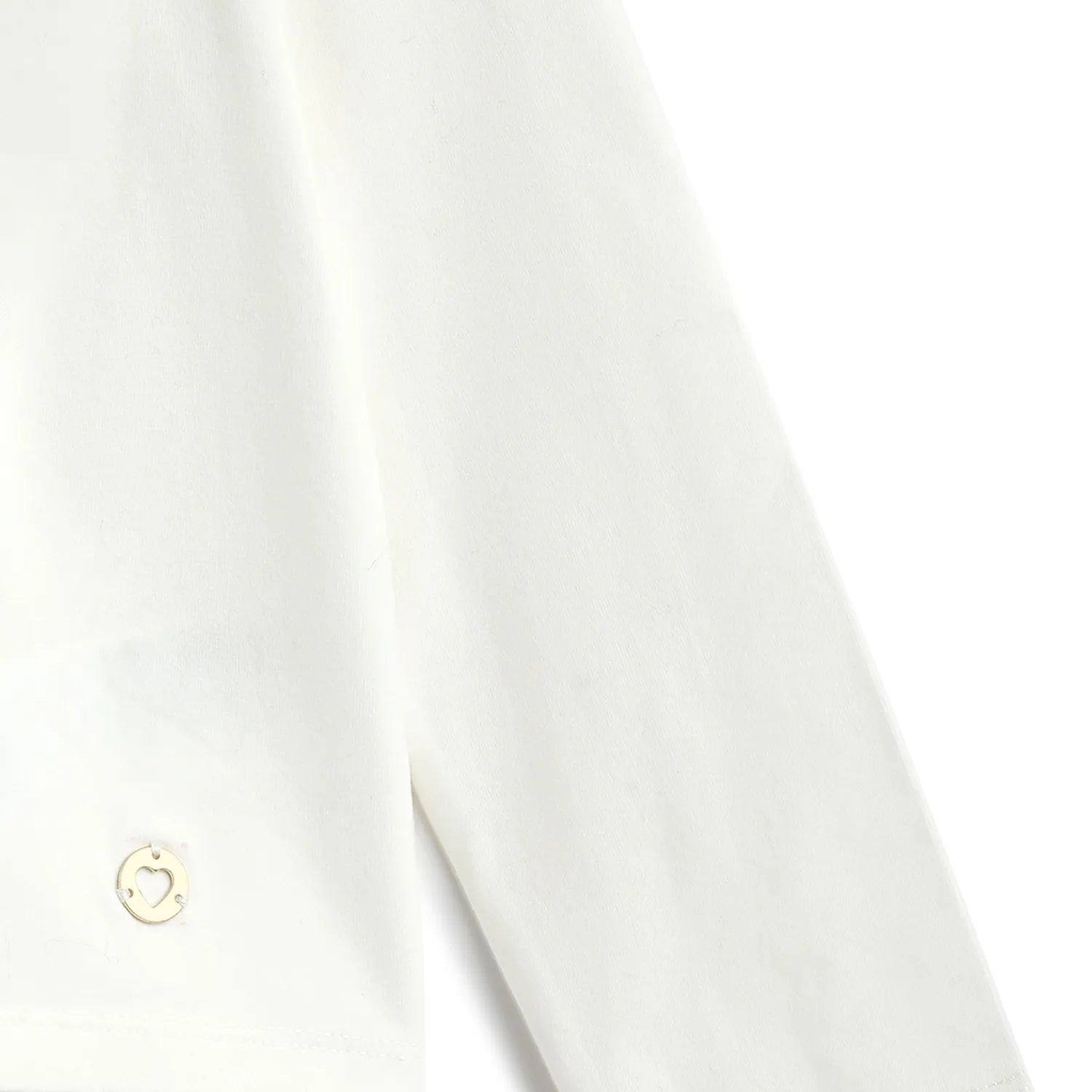 Girls White Self Design T-shirt