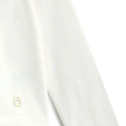 Girls White Self Design T-shirt