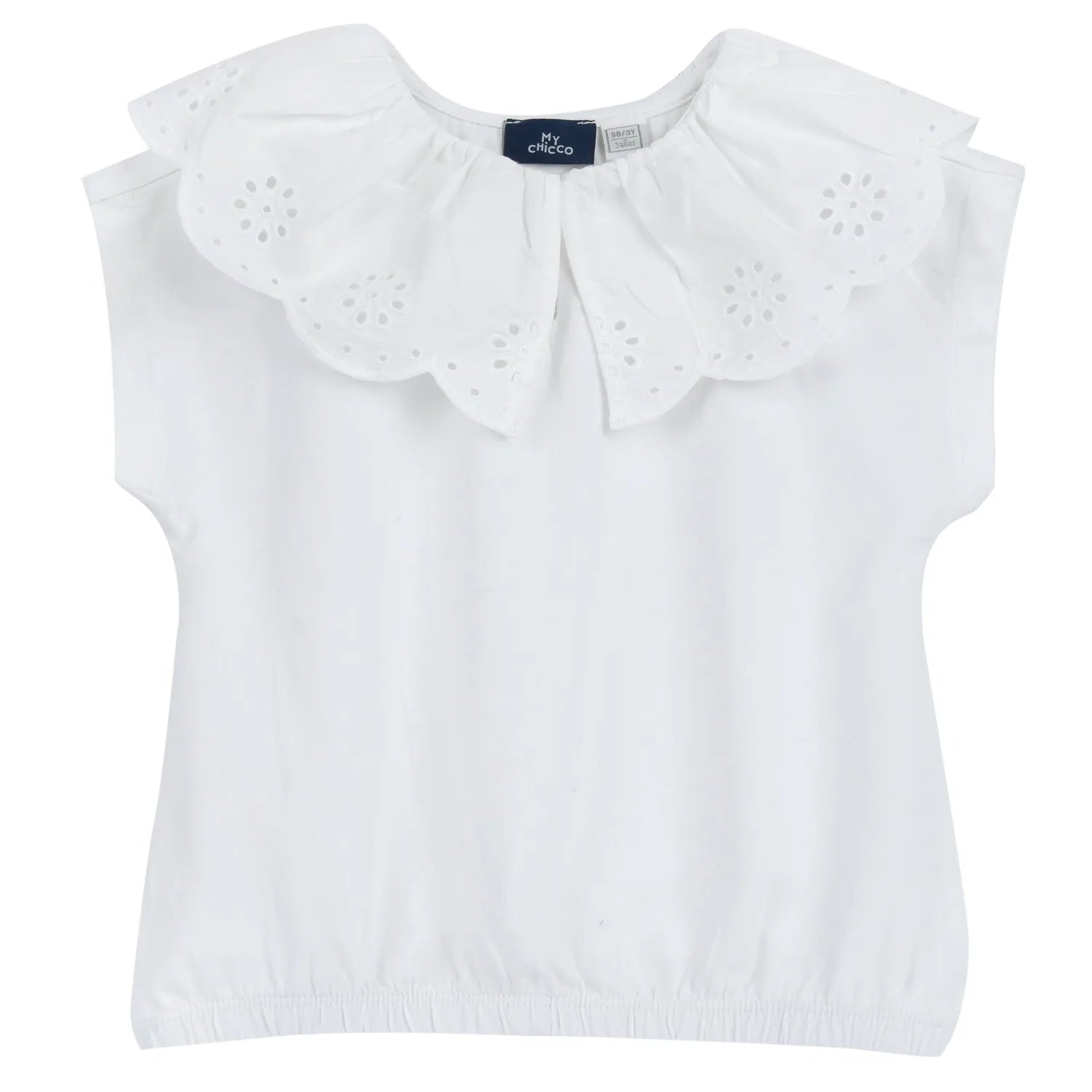 Girls White Self Design Top