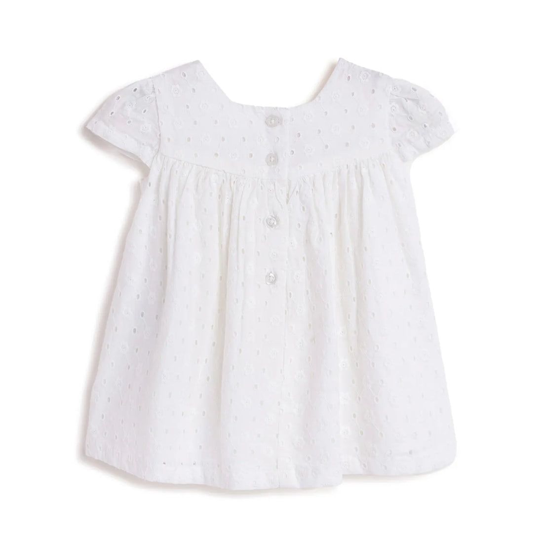 Girls White Short Sleeve Dress