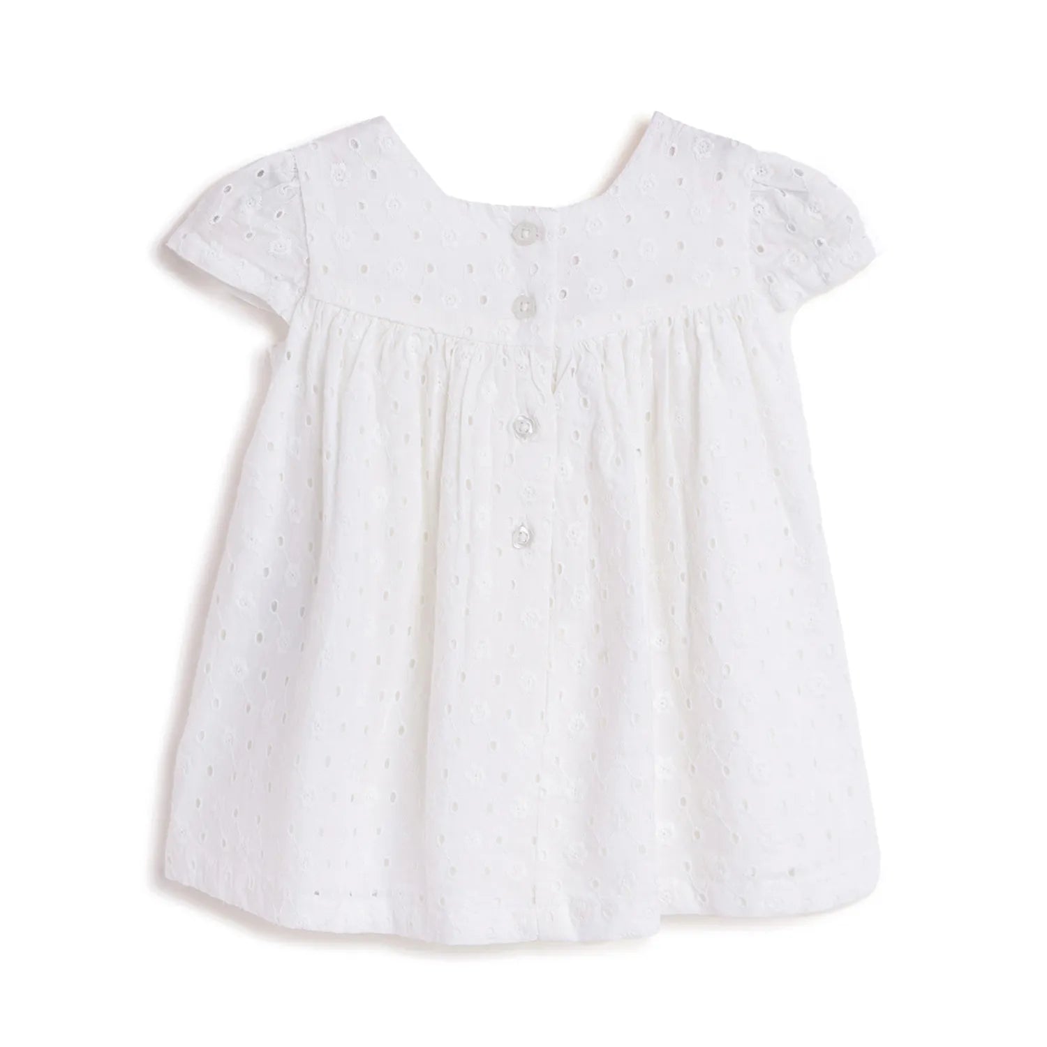 Girls White Short Sleeve Dress