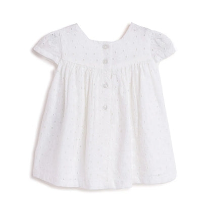 Girls White Short Sleeve Dress