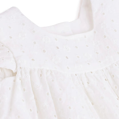 Girls White Short Sleeve Dress