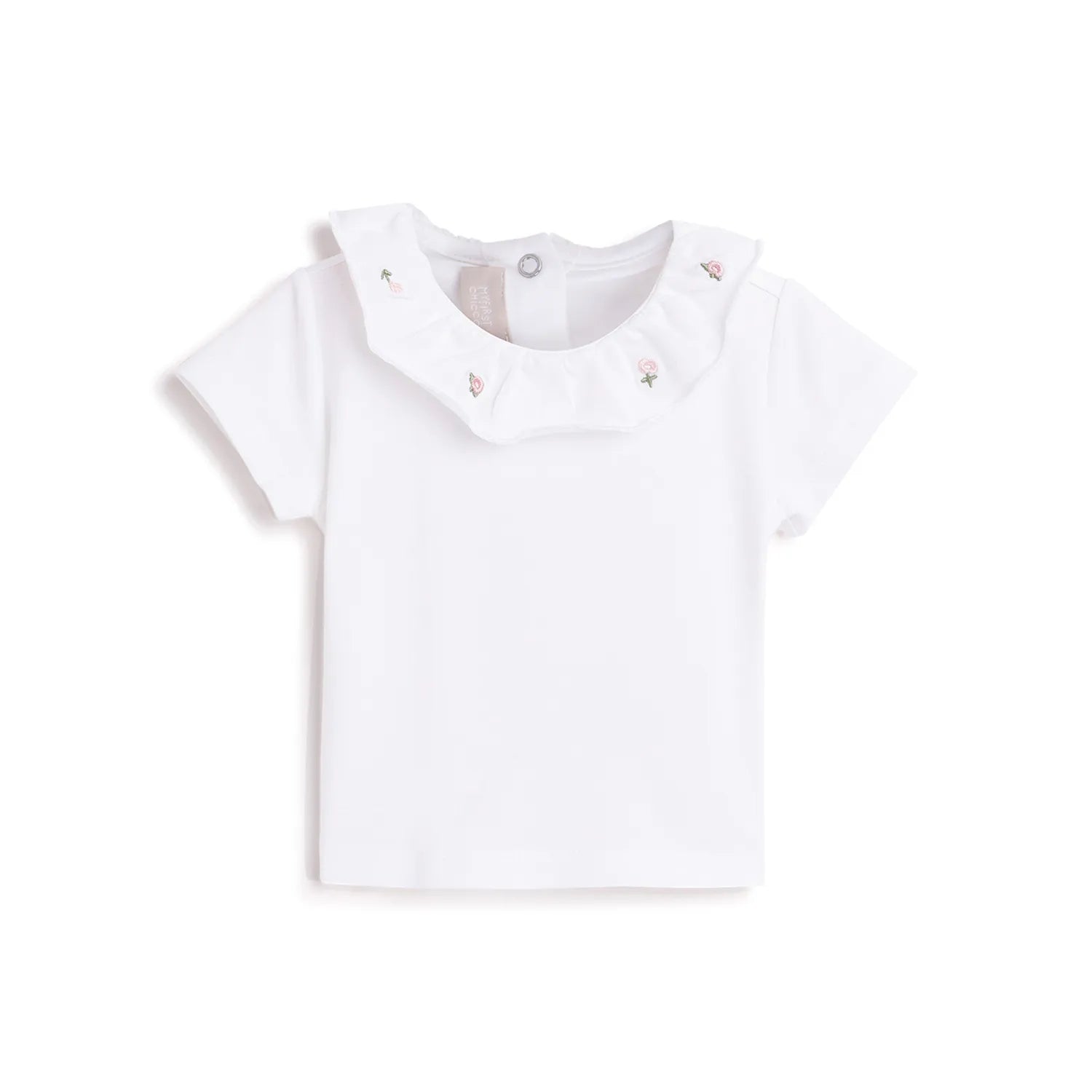 Girls White Short Sleeves T-shirt