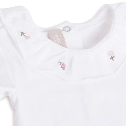 Girls White Short Sleeves T-shirt