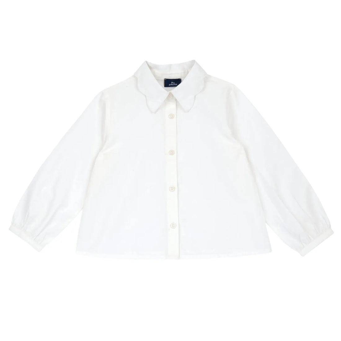 Girls White Solid Cotton Shirt