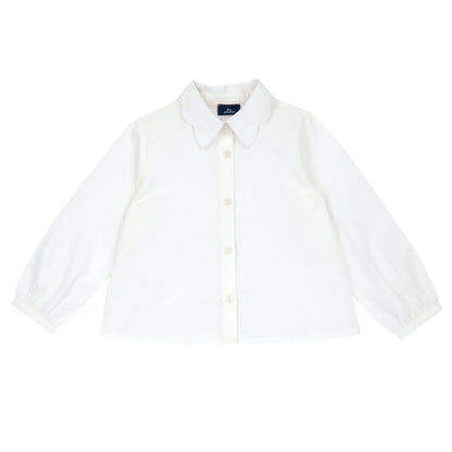 Girls White Solid Cotton Shirt