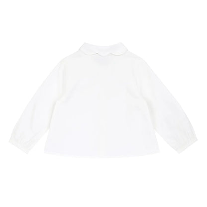 Girls White Solid Cotton Shirt