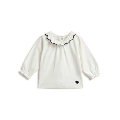 Girls White Solid T-shirt