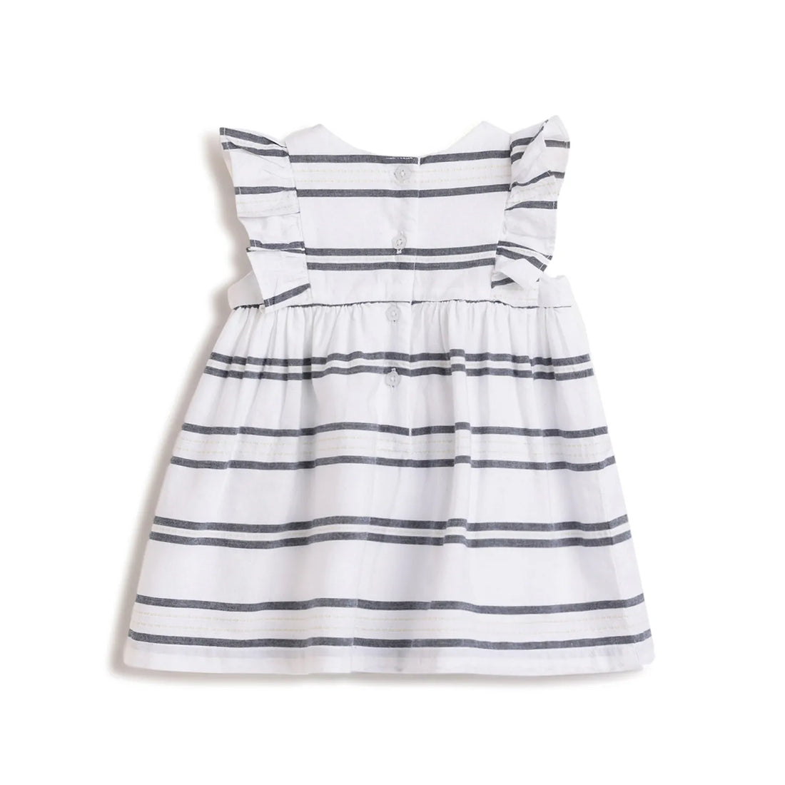 Girls White Striped A-Line Dress