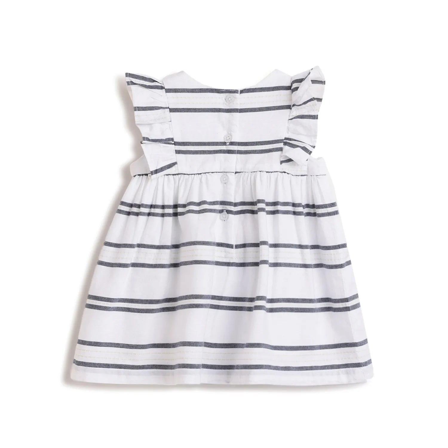 Girls White Striped A-Line Dress