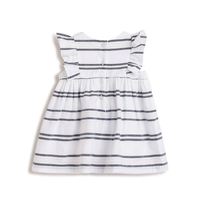 Girls White Striped A-Line Dress